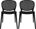2xhome Set of 2 Patio Dining Chairs | Modern Stackable Outdoor Pool Side Chair | Weather Resistant Plastic for Yard, Porch, Balcony, Kitchen, Black by 2xhome