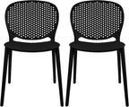 2xhome Set of 2 Patio Dining Chairs | Modern Stackable Outdoor Pool Side Chair | Weather Resistant Plastic for Yard, Porch, Balcony, Kitchen, Black by 2xhome