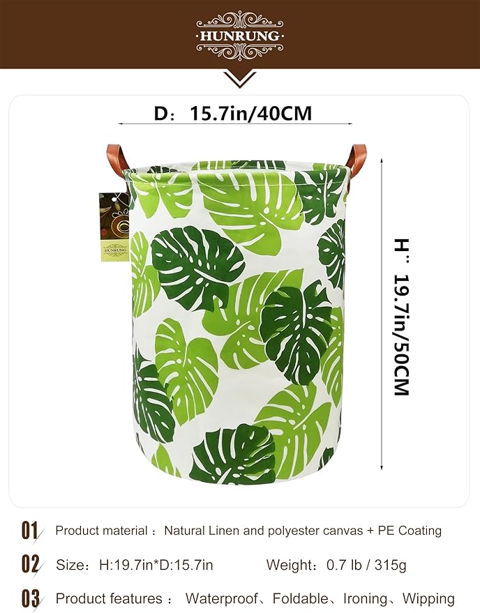 HUNRUNG Laundry Hamper, Large Canvas Fabric Lightweight Storage Basket Toy - Image 2