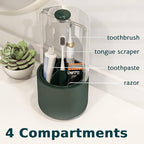Toothbrush Holder with Cover 360 Rotating 4 Compartments Bathroom Toothpaste - Image 6