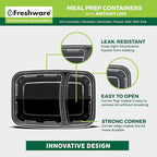 Freshware Meal Prep Containers 2 Compartment - Image 5