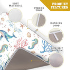 Giwawa Coastal Ocean Dish Drying Mat Seahorse Whales Drainer Rack Mats 18"x24" - Image 4