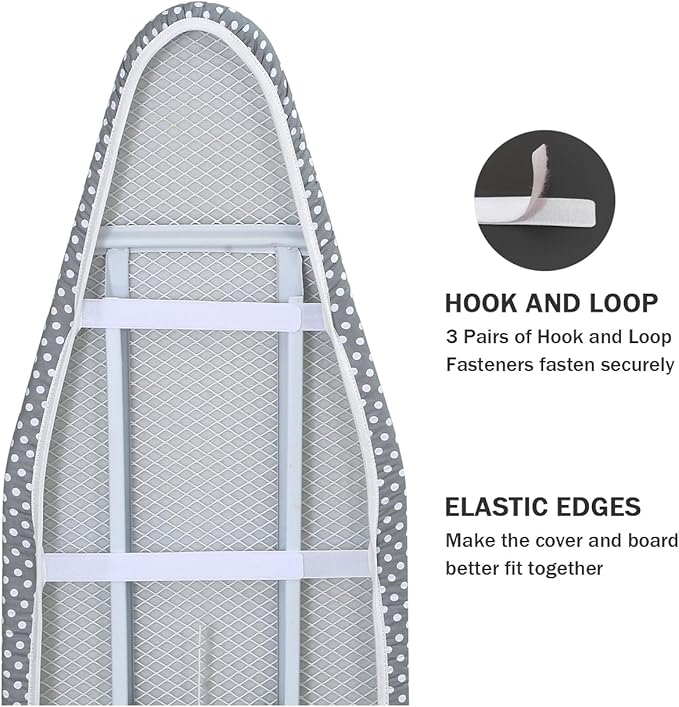 Ironing Board Cover and Pad Standard Size 15 x 54, 3 Pairs of Hook and Loop - Image 4