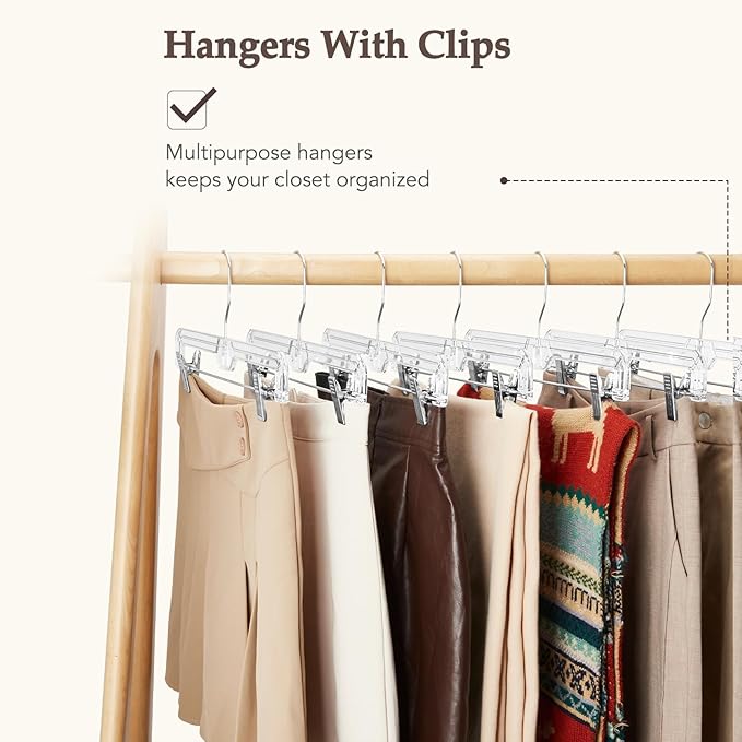 HOUSE DAY Clear Pants Hangers 100 Pack, Non-Slip Plastic Skirt Hanger - Image 4