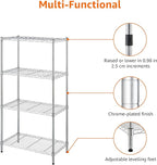 Amazon Basics 4-Shelf Adjustable Storage Shelving Unit for Garage, Steel Wire Rack, 200 Pound Loading Capacity per Shelf, 13.4"D x 23.2"W x 48"H, Chrome - Image 7