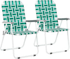VINGLI Patio Lawn Webbed Folding Chairs1 Piece, Outdoor Beach Chair Portable Dining Chair for ir for Outdoor Yard, Garden(Green, Classic) by VINGLI
