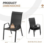 TLSUNNY Patio Chairs, Stackable Textilene Outdoor Dining Furniture for All Weather, with 17.7″ Wide Seat & Metal Frame, for Garden, Backyard, Deck, Restaurant, Poolside (6, Black, 26.4″) - Image 3