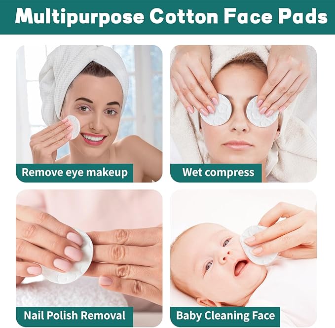 Premium Cotton Rounds for Face, 100% Pure & Natural Facial Cleansing Round Pads - Image 6