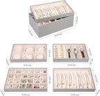 LANDICI Stackable Jewelry Organizer Trays 4 Set, PU Leather Jewelry Organizer - Image 4