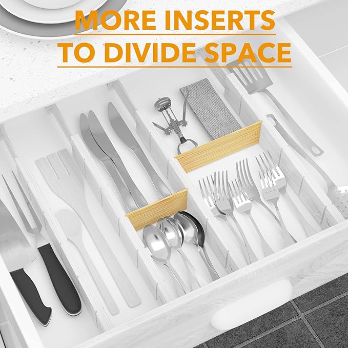 SpaceAid Bamboo Drawer Dividers Inserts, 3 Sizes, 9 Pack - Image 2