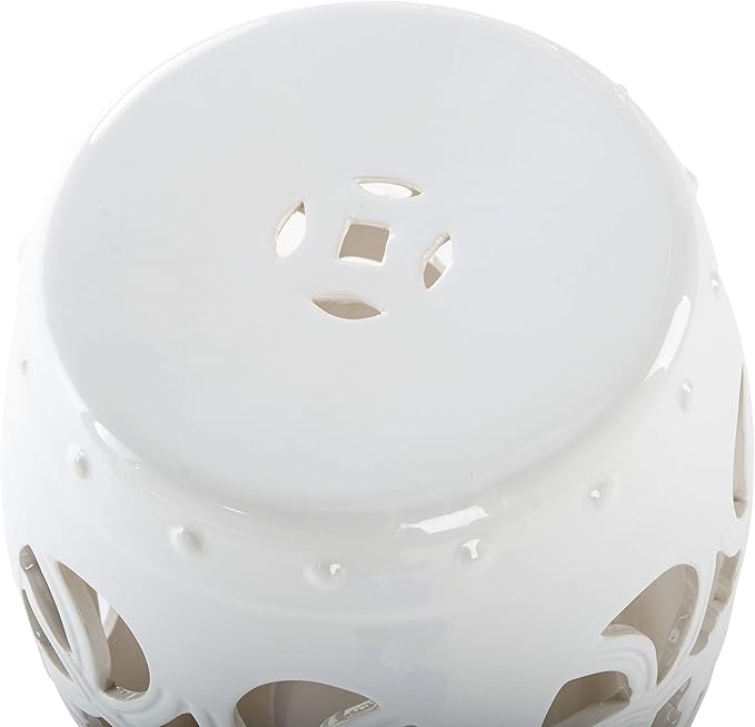 Safavieh Castle Gardens Collection Imperial Vine Antique White Glazed Ceramic Garden Stool - Image 4
