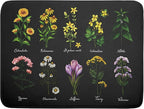 Black Flower Herbs Dish Drying Mat 18x24 Inch Botanical Floral Microfiber by Giwawa