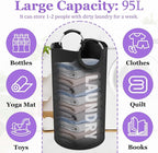 95L Large Laundry Hamper for Adult, Foldable Black Laundry Basket - Image 2