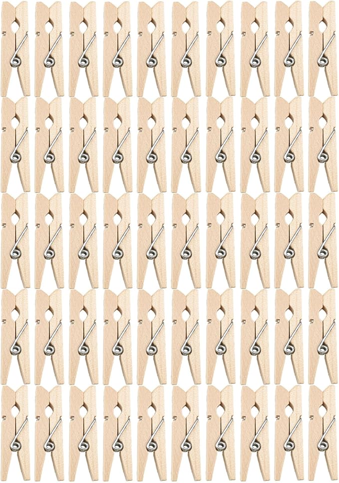 Wooden Clothes Pins, Natural Wood, 50 Pack, 1.8 Inch, Wooden Rust Resistant by DIAO79NI