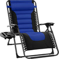 Best Choice Products Oversized Padded Zero Gravity Chair, Folding Outdoor Patio Recliner, XL Anti Gravity Lounger for Backyard w/Headrest, Cup Holder, Side Tray, Polyester Mesh - Blue by BestChoiceProducts