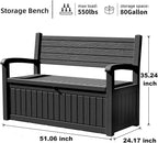 80 Gallon Outdoor Storage Bench Deck Box Waterproof Lockable,Outdoor Storage Furniture for Patio,Garden and Porch,Tools and Cushions（ Black Stripe） - Image 2
