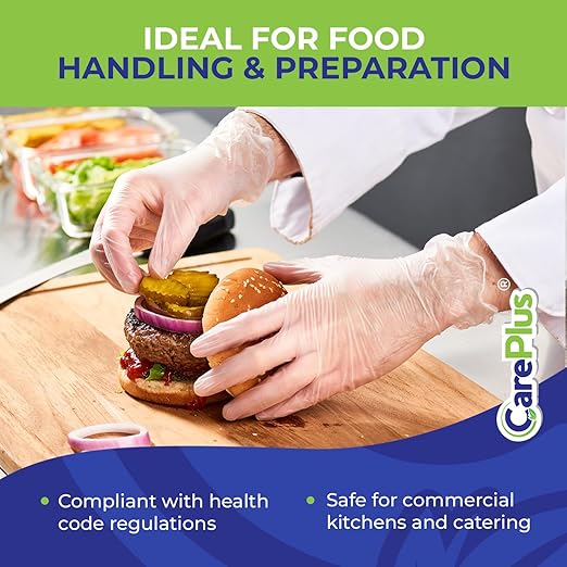 CARE PLUS Vinyl Gloves Clear Large Size 1000 Count | Heavy Duty, Non-Sterile - Image 5