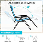 Homall Zero Gravity Chair Patio Folding Lawn Outdoor Lounge Gravity Camp Reclining Lounge Chair with Cup Holder Pillows for Poolside Backyard and Beach Set of 4 (Sky Blue) - Image 5