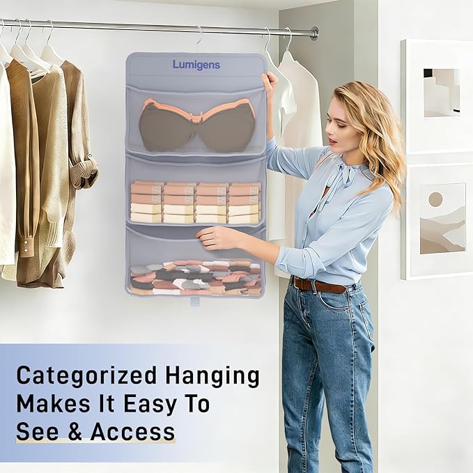 Sock & Underwear Storage Organizer, Hanging Closet Organizer - Image 2