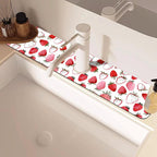 Watercolor Strawberry Kitchen Sink Splash Guard Absorbent Fast Drying Mat - Image 2