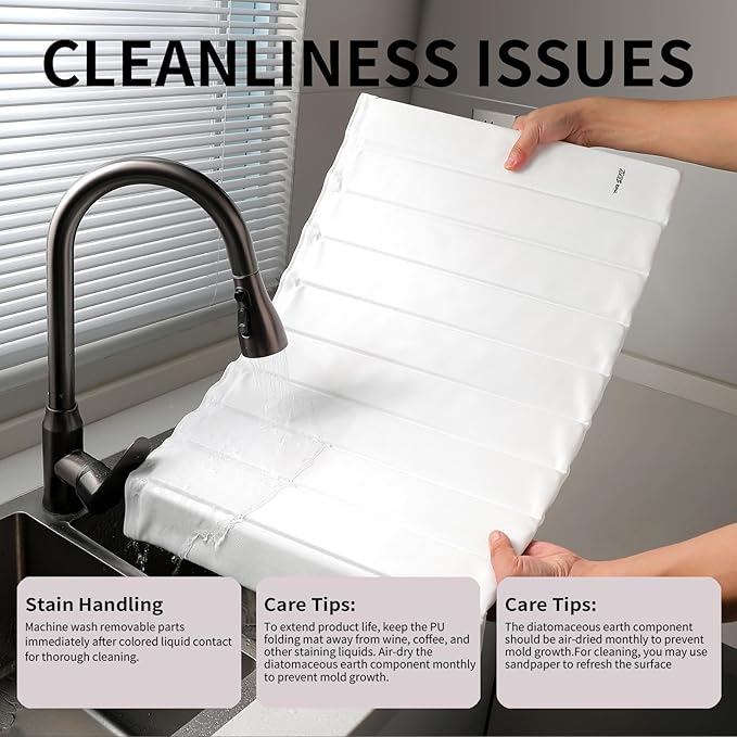 Stone Drying Mat for Kitchen Counter-Super Absorbent PU Dish Drying Mat - Image 5