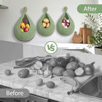 Halidali Hanging Fruit Baskets for Kitchen, 3 Pack Boho Cotton Rope Handwoven - Image 4
