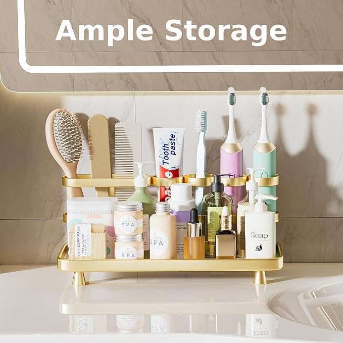 Electric Toothbrush Holder for Bathroom Countertop 5 Metal Slots Toothpaste - Image 3