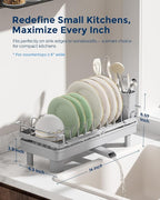 Nacial 2-in-1 Small Dish Drying Rack Fits 14''–21.8'' Sink, Dish Drainers - Image 2