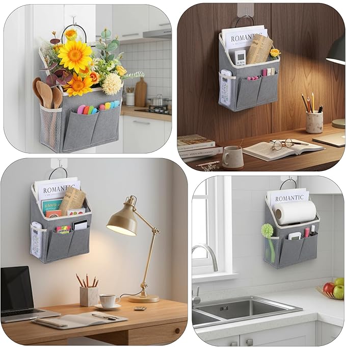 Wall Hanging Storage Bag Cotton Linen Hanging Storage Basket - Image 6