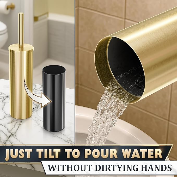 2 PCS Gold Toilet Brush and Holder Set - Image 8