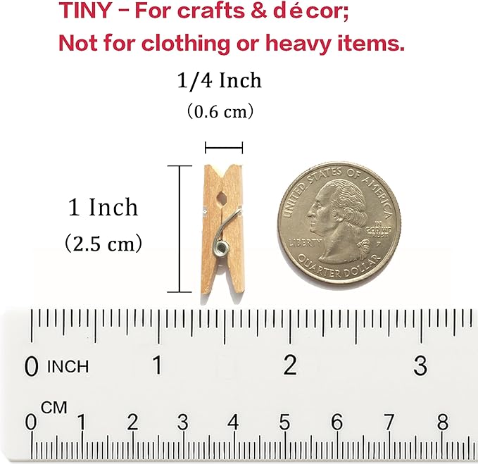 LWR CRAFTS Wooden Mini Clothespins 100 Per Pack 1" 2.5cm - Image 4