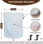 Hanging Washable Laundry Hamper, Over Door Mesh Laundry Bag - Image 3