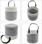 Cotton Rope Hanging Baskets for Organizing 2 Pcs Round Small Wall Basket - Image 3