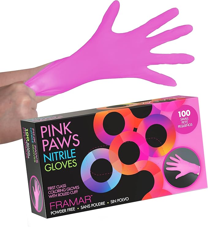FRAMAR Pink Gloves Disposable Latex Free – Pink Nitrile Gloves Small, by FRAMAR