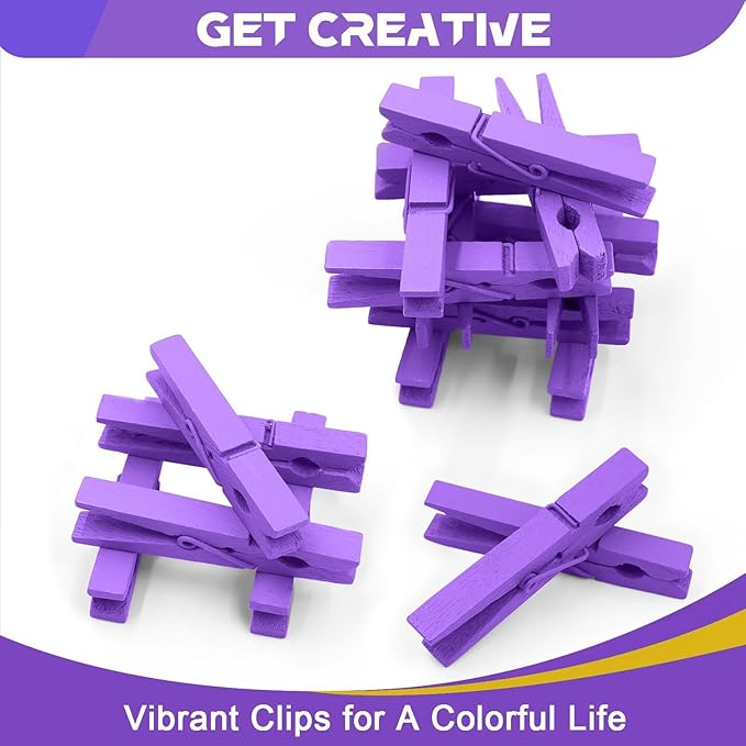 Colored Clothes Pins Wooden 100 Pack, Clothes Clips - Image 5