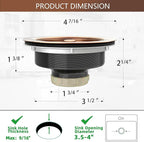 Kitchen Sink Drain Copper 3-1/2 Inch Stainless Steel Kitchen Drain Strainer - Image 5