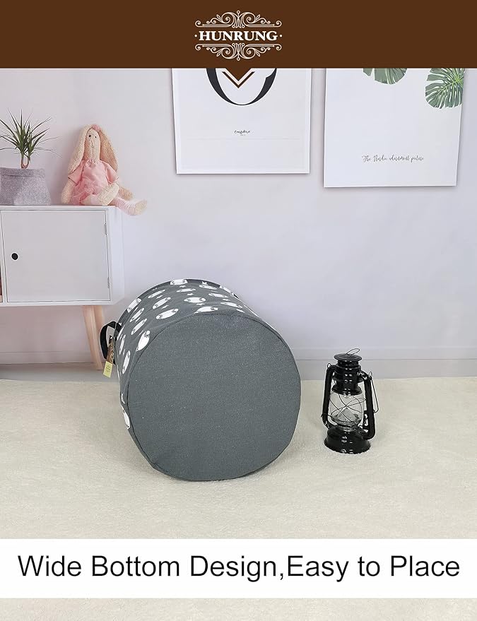 HUNRUNG Laundry Hamper, Large Canvas Fabric Lightweight Storage Basket Toy - Image 7