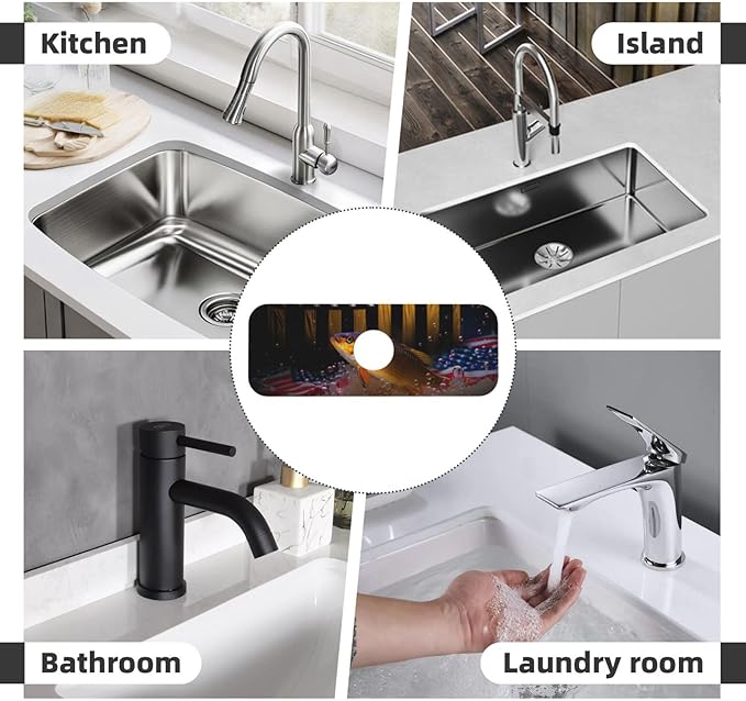 Wood American Flag Fish Kitchen sink faucet pad, strong water absorption - Image 8