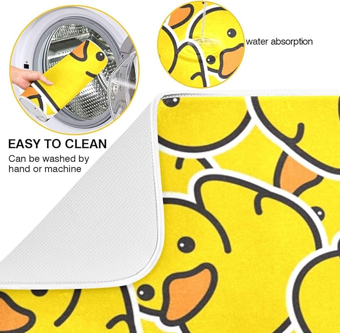 Yellow Duck Dish Drying Mat Super Absorbent Drying Mat Large Coffee Mat - Image 2