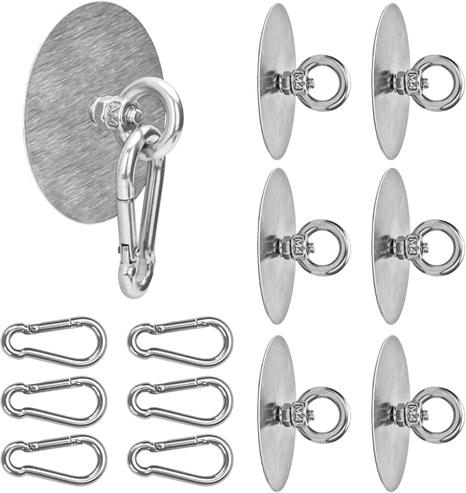 6 Pcs Self Adhesive Ceiling Hook Stainless Steel Pad Eye Hooks Nail-Free Wall by Sankoly