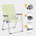 VINGLI Aluminum Oversize Patio Lawn Chairs Folding Set of 2 with Detachable Cup Holder, Webbed Beach Chair Folding Chair Outdoor Portable Camping Chair for Yard, Garden - Image 4