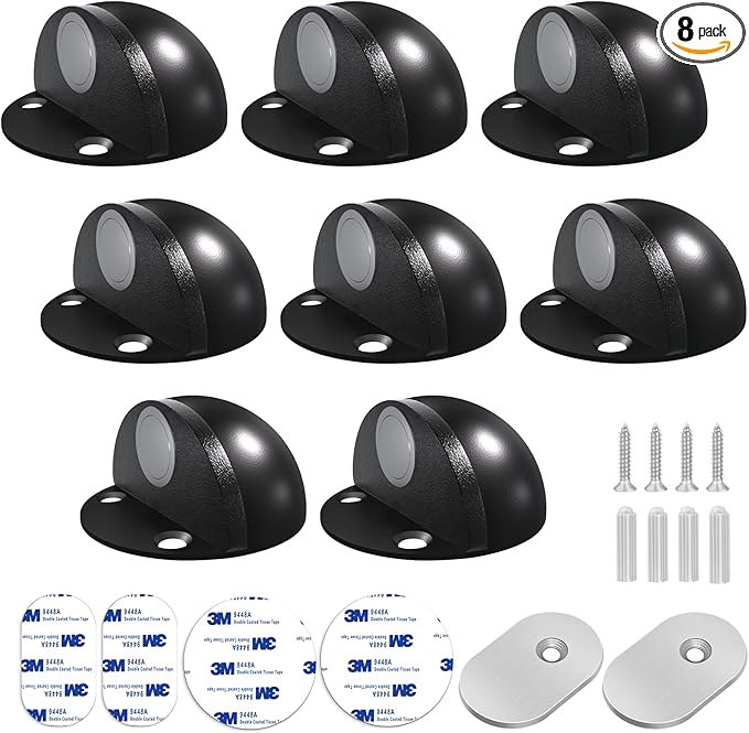 8 Pack Magnetic Door Stops Self Adhesive Floor Mounted Door Stoppers No Drill by Gudui