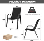 Patio Chairs Set of 6, Stackable Outdoor Dining Chairs for All Weather Textilene Fabric & Metal Frame, Outdoor Chairs Set for Backyard Deck Garden - Image 7