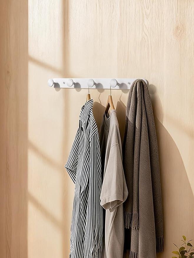 1 Pack Coat Rack Wall Mounted White Towel Hooks - Image 5