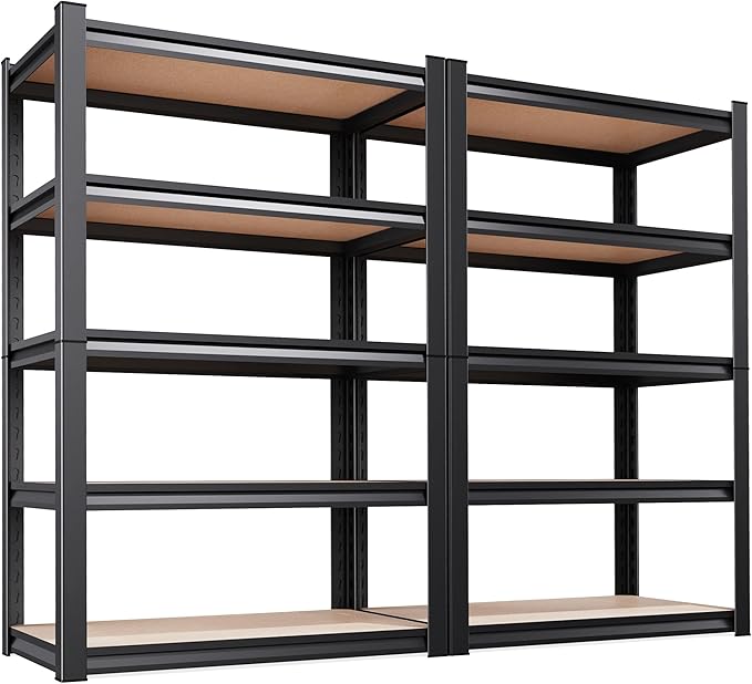 Set of 2 71"H Garage Shelving-5 Tier Garage Storage Shelves,Adjustable Heavy Duty Metal Shelving Unit and Storage Large Rack,Utility Steel Shelf For Warehouse Industrial Pantry Basement 71"x32"x14" by Unknown