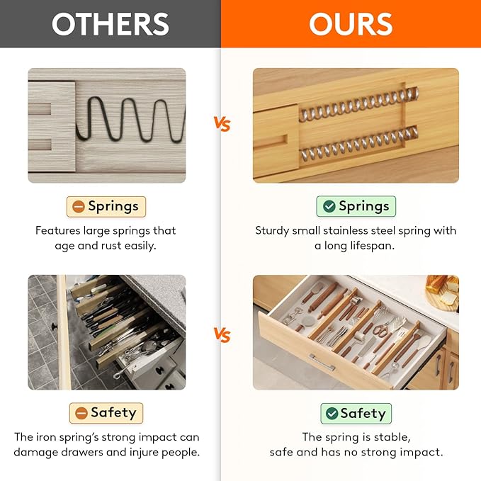 Lifewit 2.4" High 8 Pack Bamboo Drawer Dividers 45-55cm/17.5-22" Adjustable - Image 4