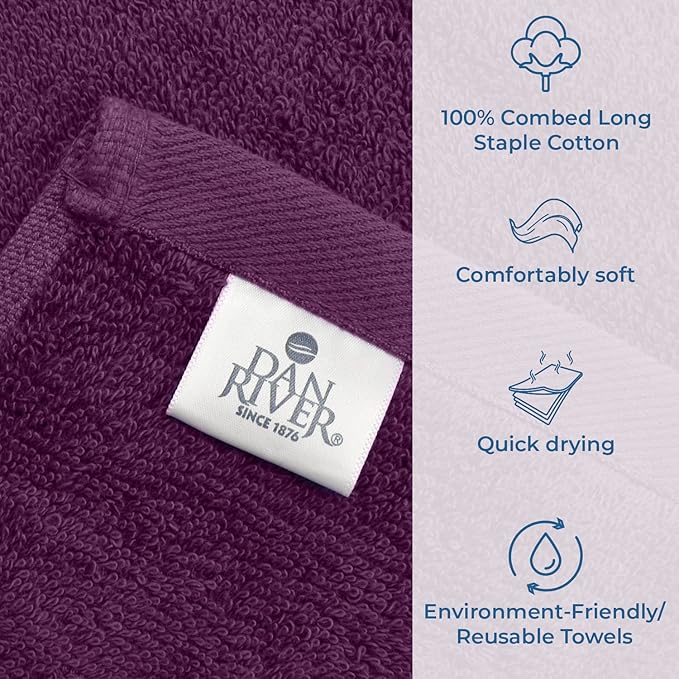 DAN RIVER Bath Towels Set of 4, 27 x 54 Inches, 100% Cotton, Larger & Lighter - Image 4