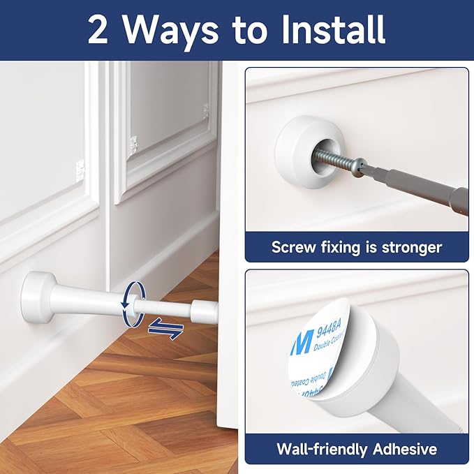 Adjustable Door Stoppers for Bottom of Door, 3.07-4.45 in Aluminum White Door - Image 5
