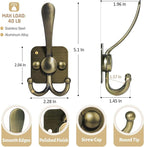 VIS'V Coat Hooks Wall Mount, Metal Self Adhesive 3 Prong Coat Hanger Hooks - Image 3