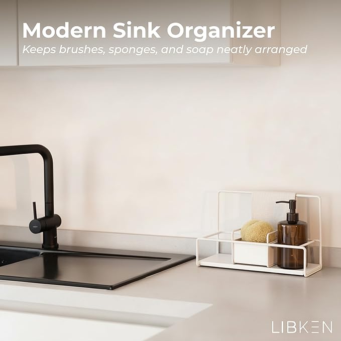 Kitchen Sponge Holder with Drying Stone – Warm Grey Powder Coated Metal Sink - Image 2
